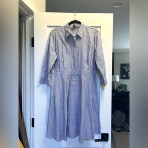 Ann Taylor Blue Striped Midi Dress